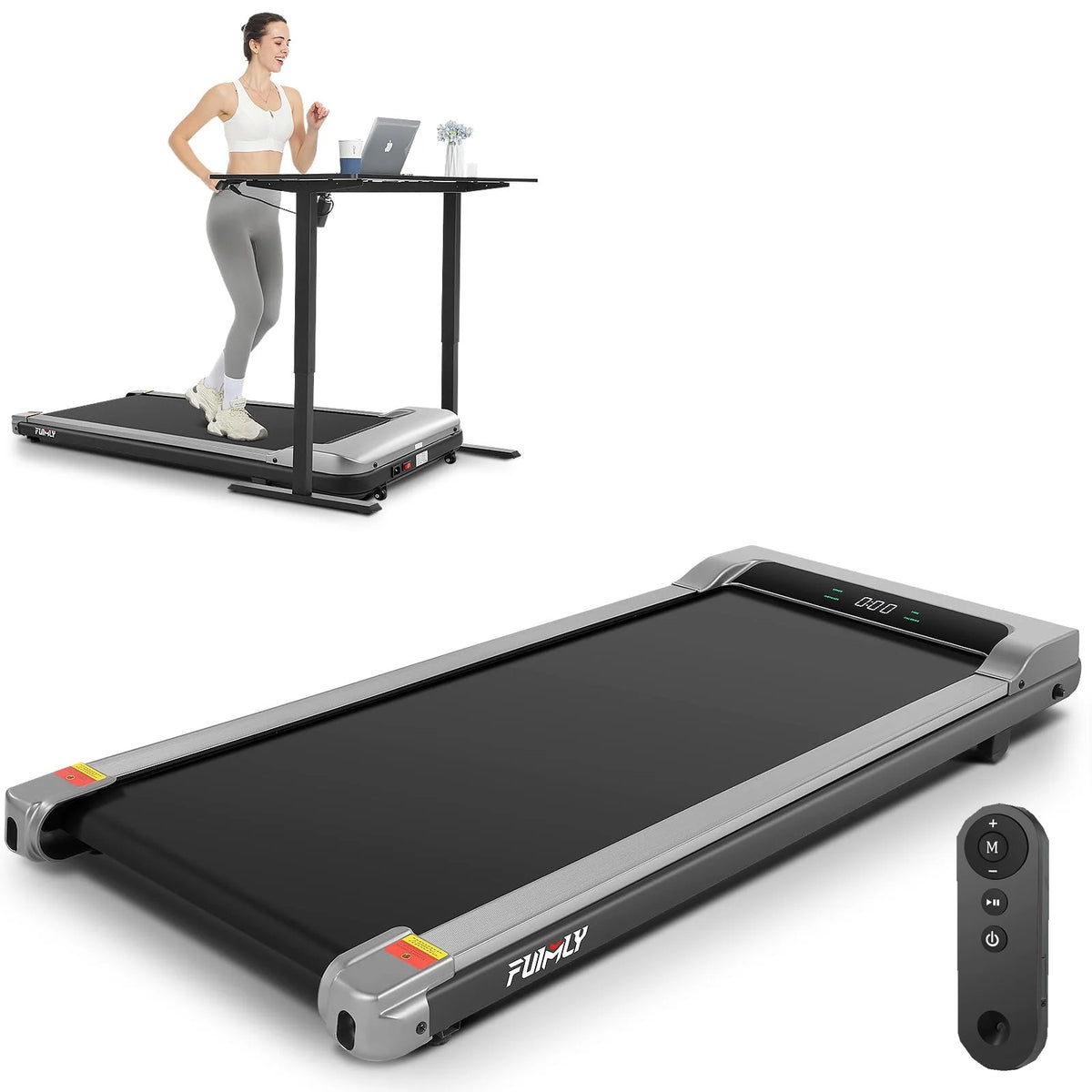 Black Electric Walking Pad Treadmill with Remote Control L4135
