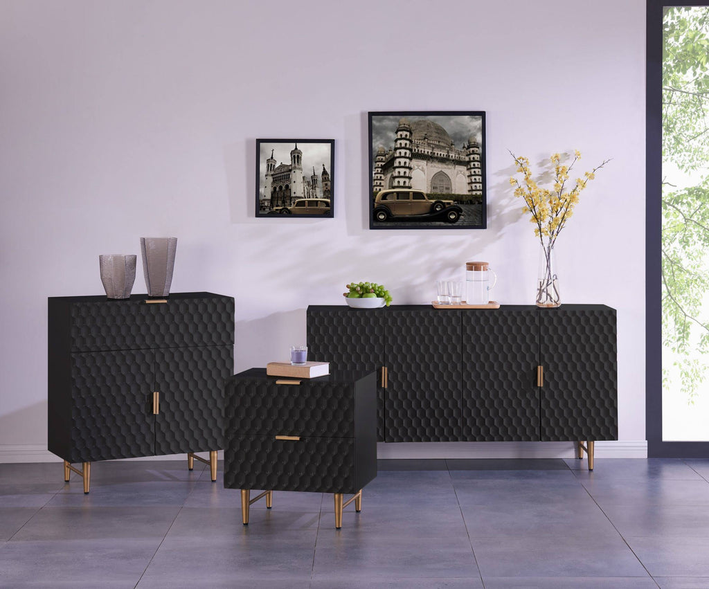 Glossy Black 1-Drawer Small Cabinet Y837
