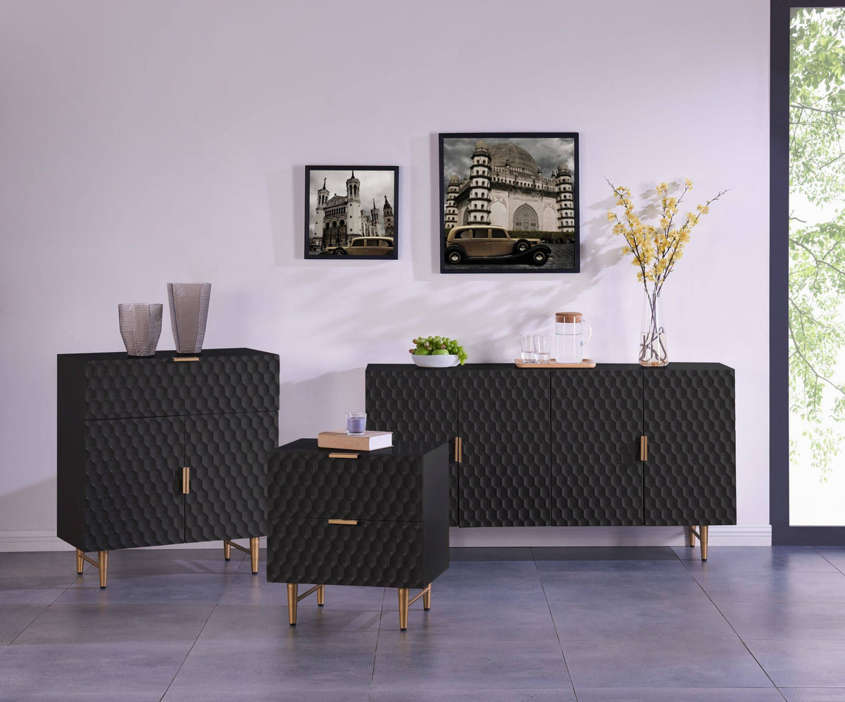 Glossy Black 1-Drawer Small Cabinet Y837