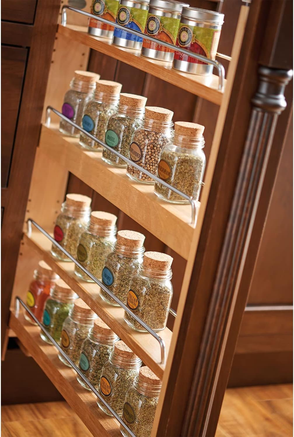3 Wood Base Cabinet Pullout Filler Organizer with Adjustable Shelves W54387
