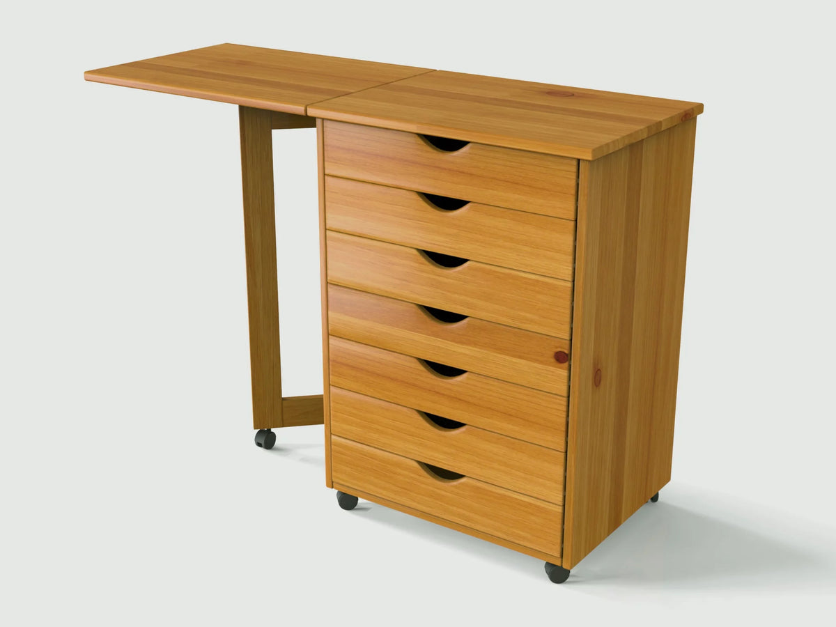 Solid Wood 7 Drawer Roll Cart B858