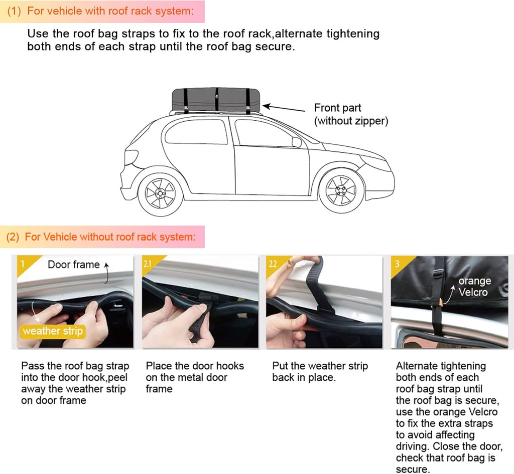 20 Cubic Feet Waterproof Soft Shell Rooftop Cargo Carrier with Reflective Strip and Anti-Slip Mat G245