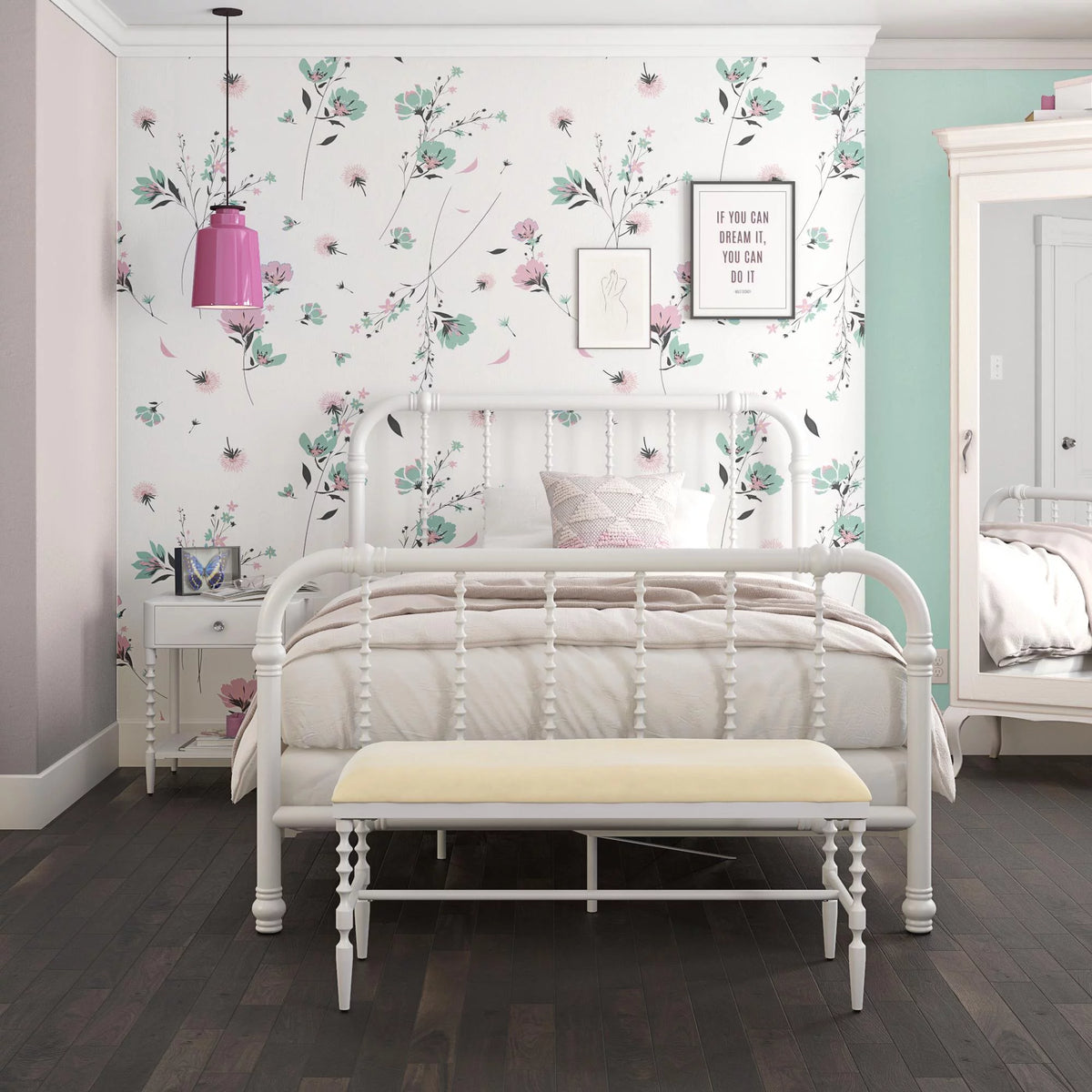 White Full Metal Bed Z758