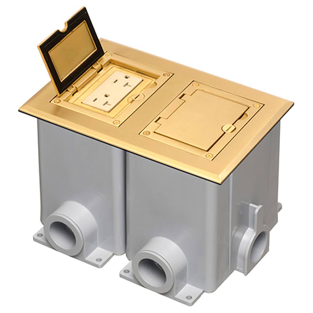 Brass Two Gang Floor Box Q86475