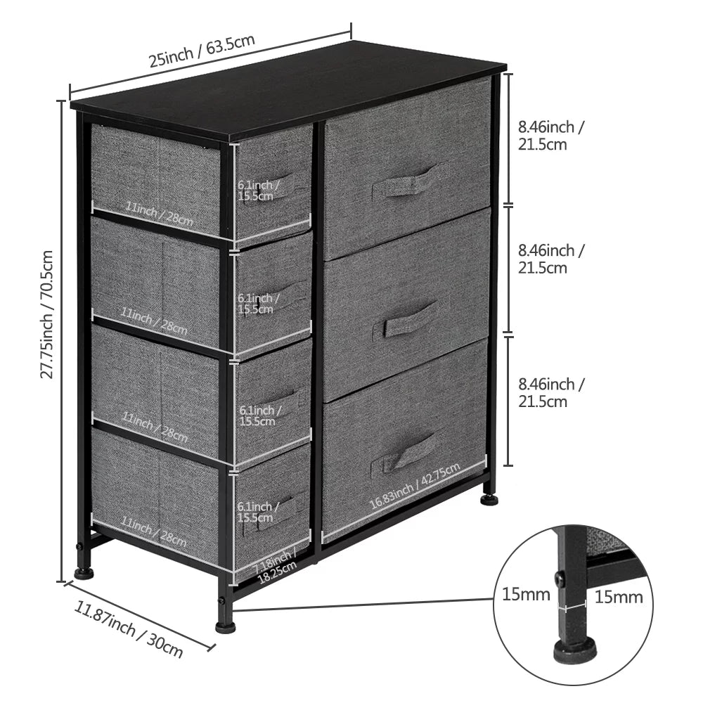 Gray 7 Drawer Fabric Dresser U40930