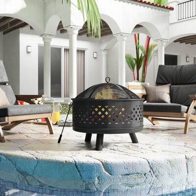 Red Steel Wood Burning Fire Pit B987