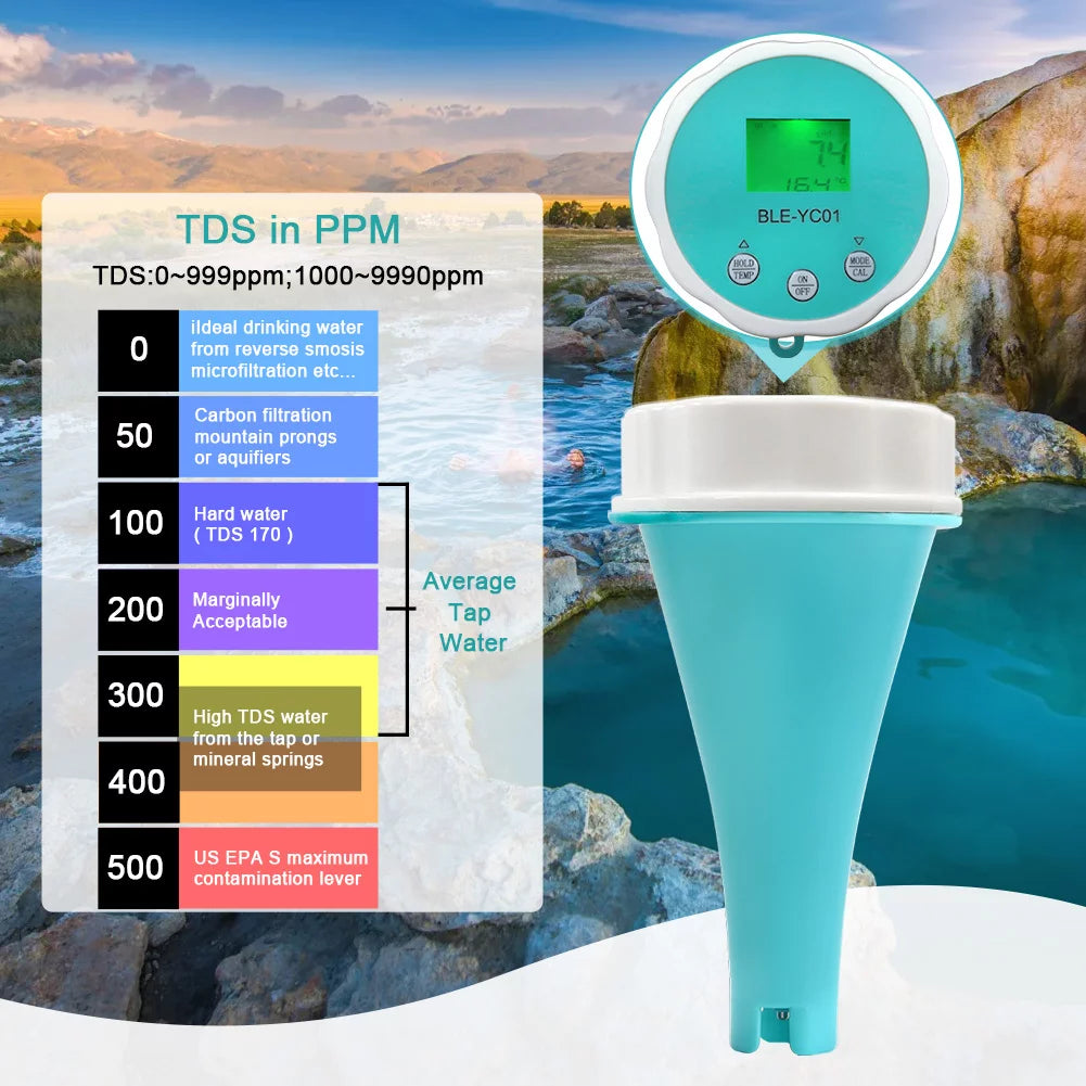Portable 6 In 1 Water Quality Tester LCD V628