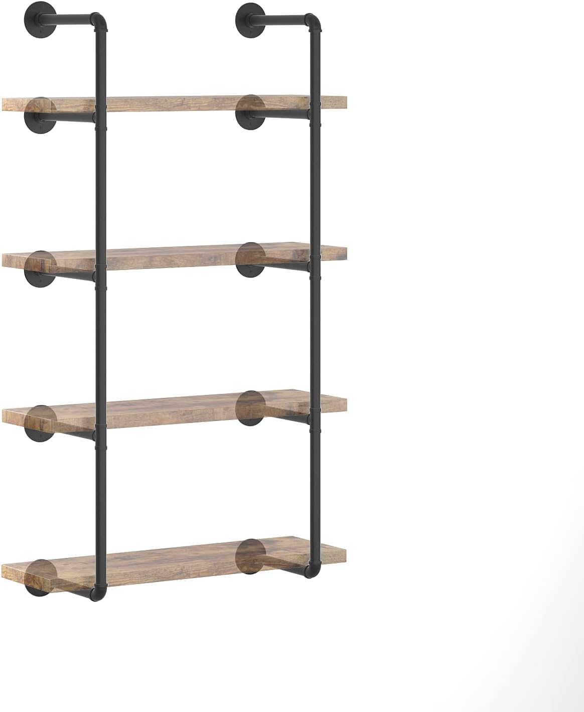 Industrial Wall Mount Iron Pipe Shelf Black 3 Tier X2 Q66763