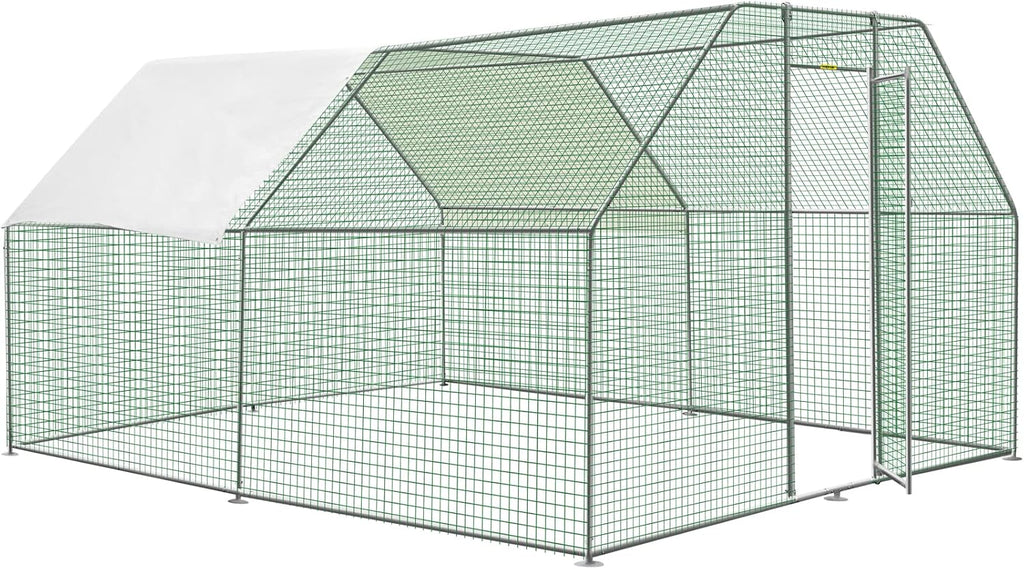 Large Metal Chicken Coop with Run, 12.8x9.8x6.5ft Z30327