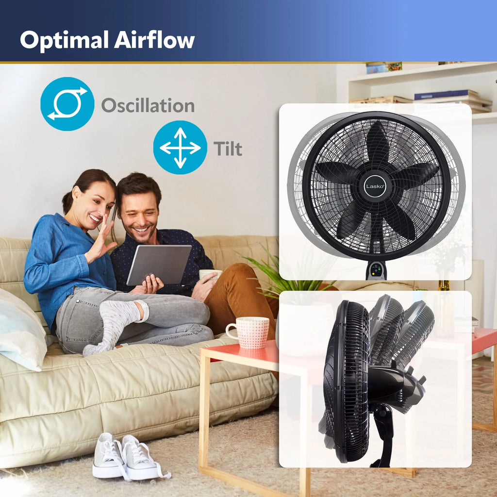 18 Oscillating Pedestal Fan with Remote, 3 Speeds, Black A58093