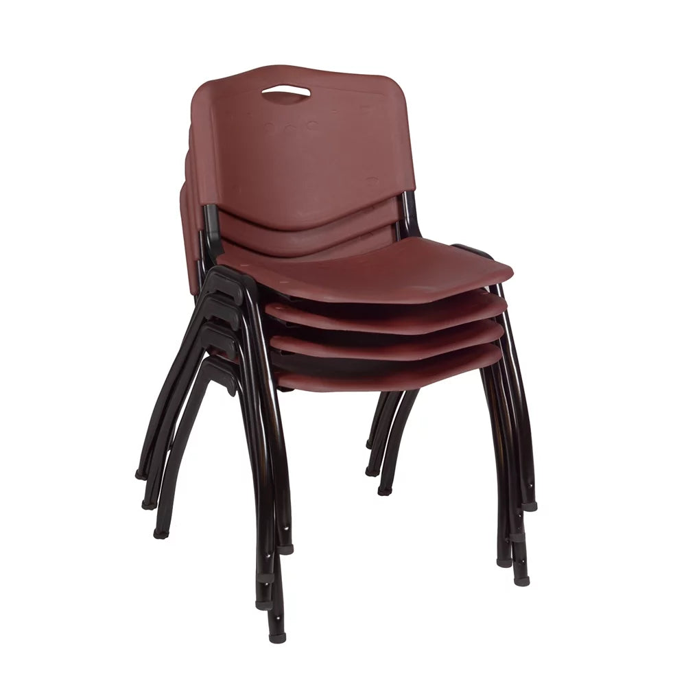 48" Square Breakroom Table & 4 Stack Chairs Y461832