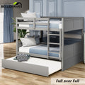 Full Over Full Wood Bunk Bed with Twin Trundle and Ladder V7653