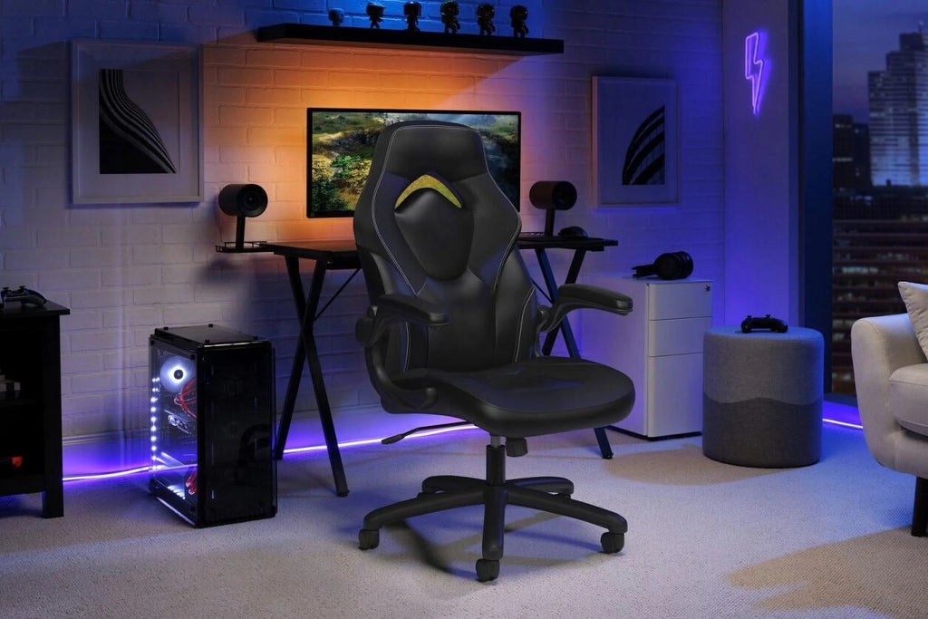 Black Gaming Chair with Integrated Headrest K32215