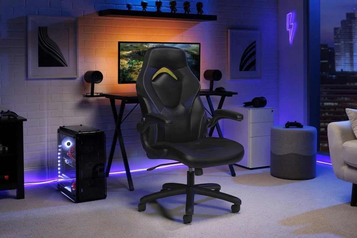 Black Gaming Chair with Integrated Headrest K32215