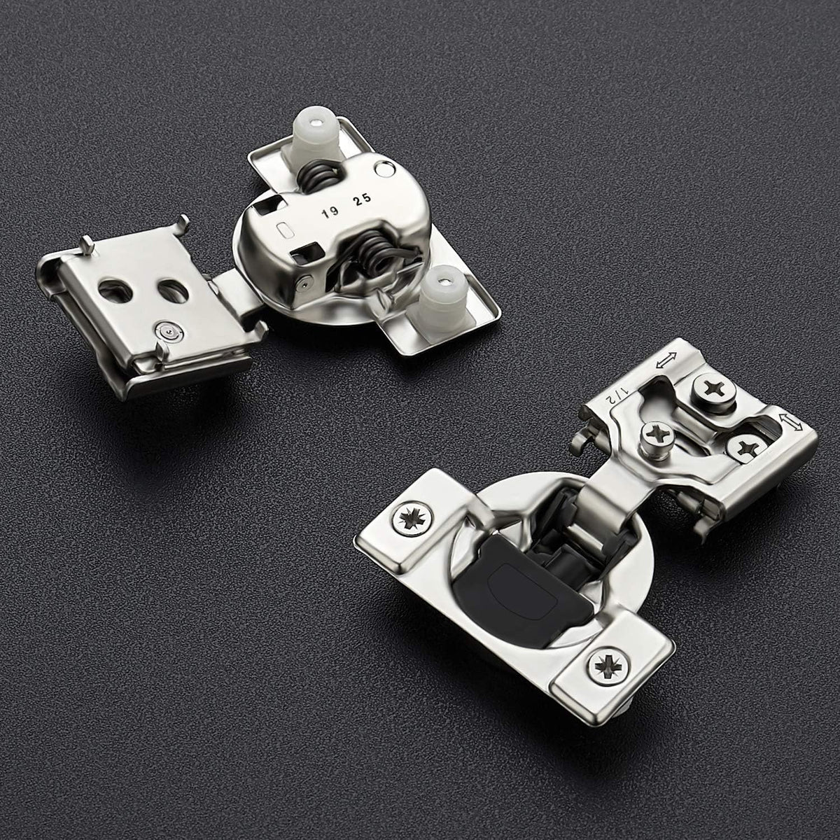 12 Pack 6 Pairs 1/2 inch Overlay Soft Close Satin Nickel Stainless Steel Concealed Hinges L35858