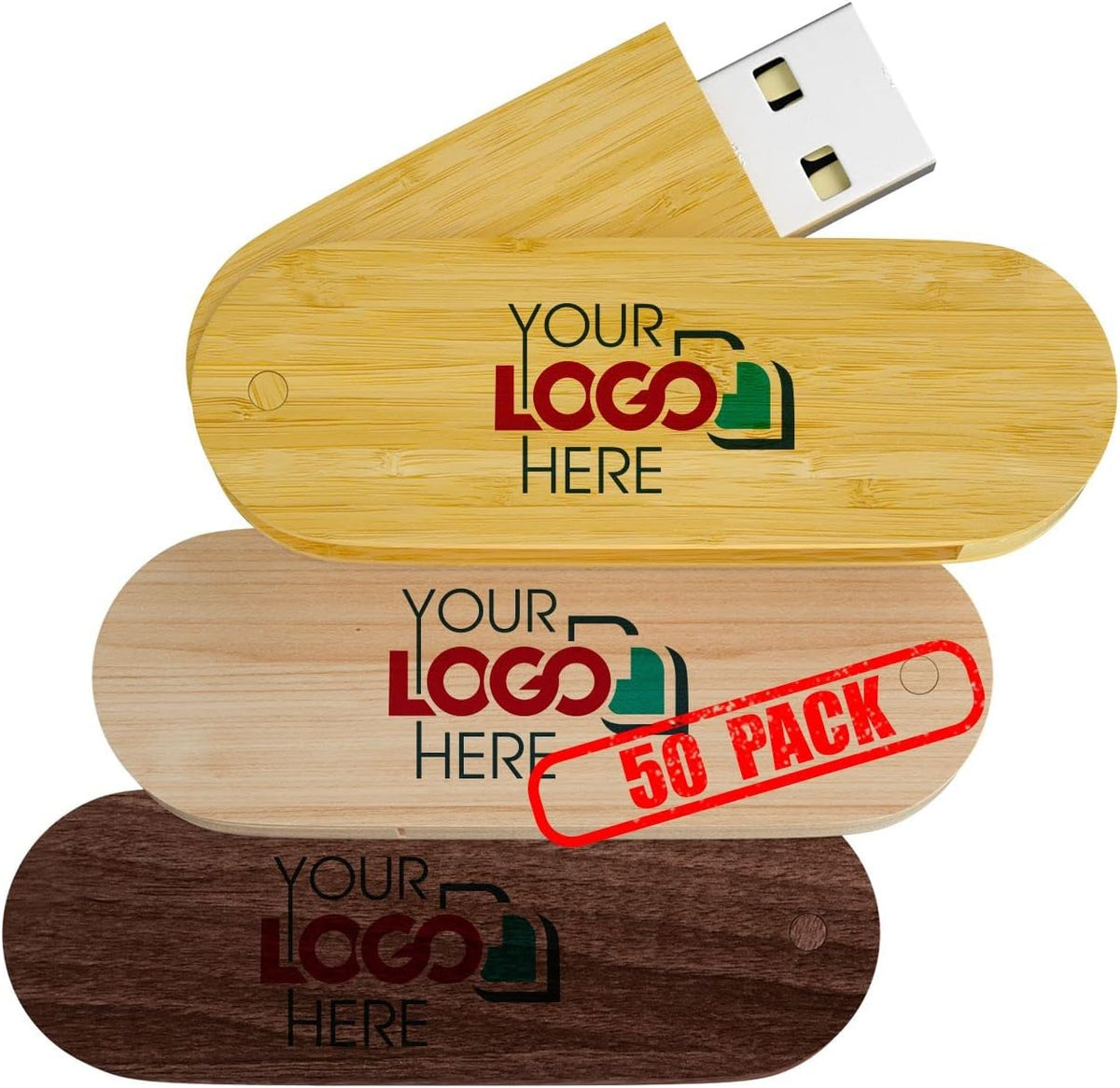 128MB Wooden USB 2.0 Flash Drive 100 Pack Q73162