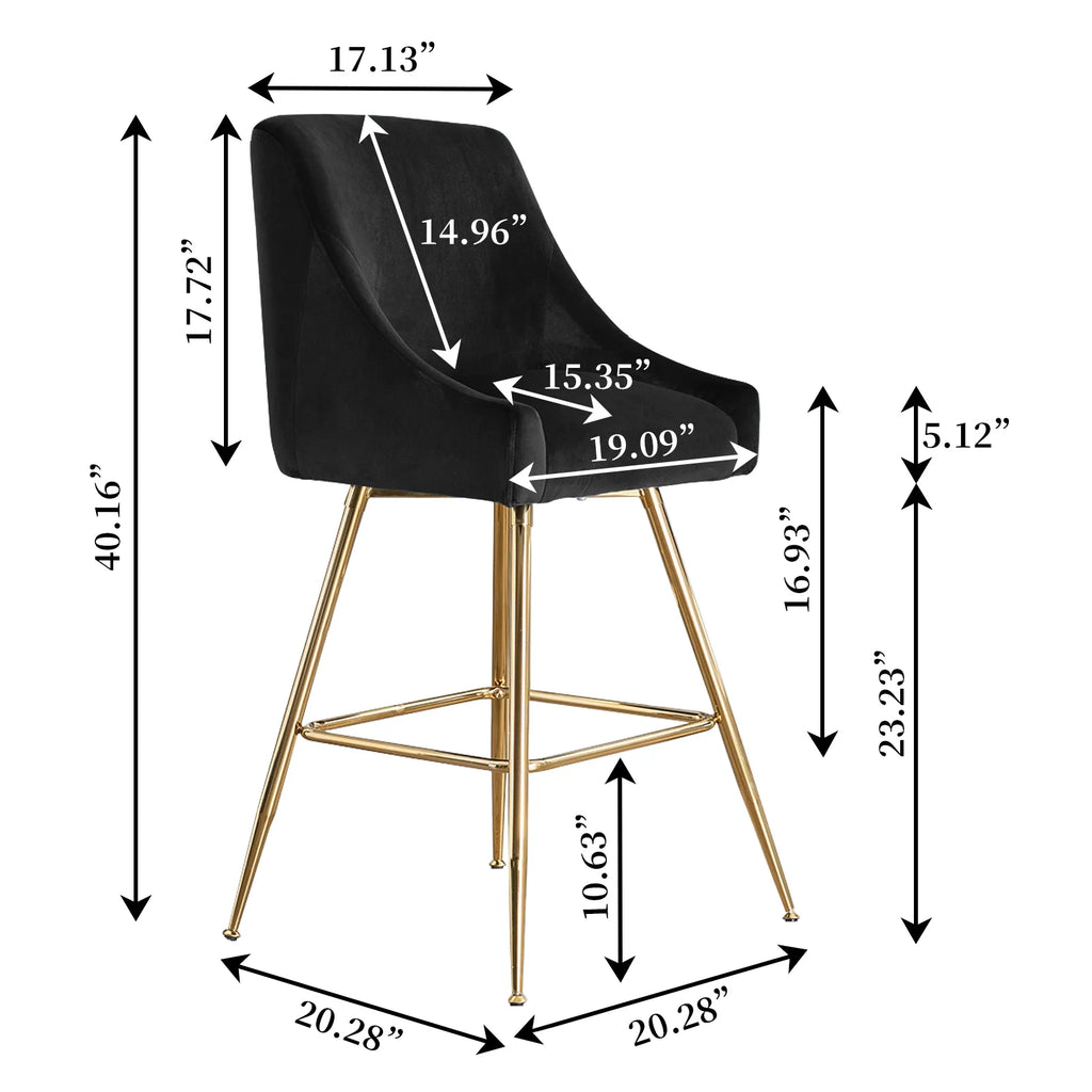 Black Velvet Upholstered Dining Chair Set of 6 V8225