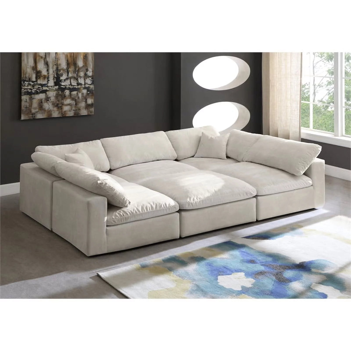 Cream Velvet Modular Sectional J868