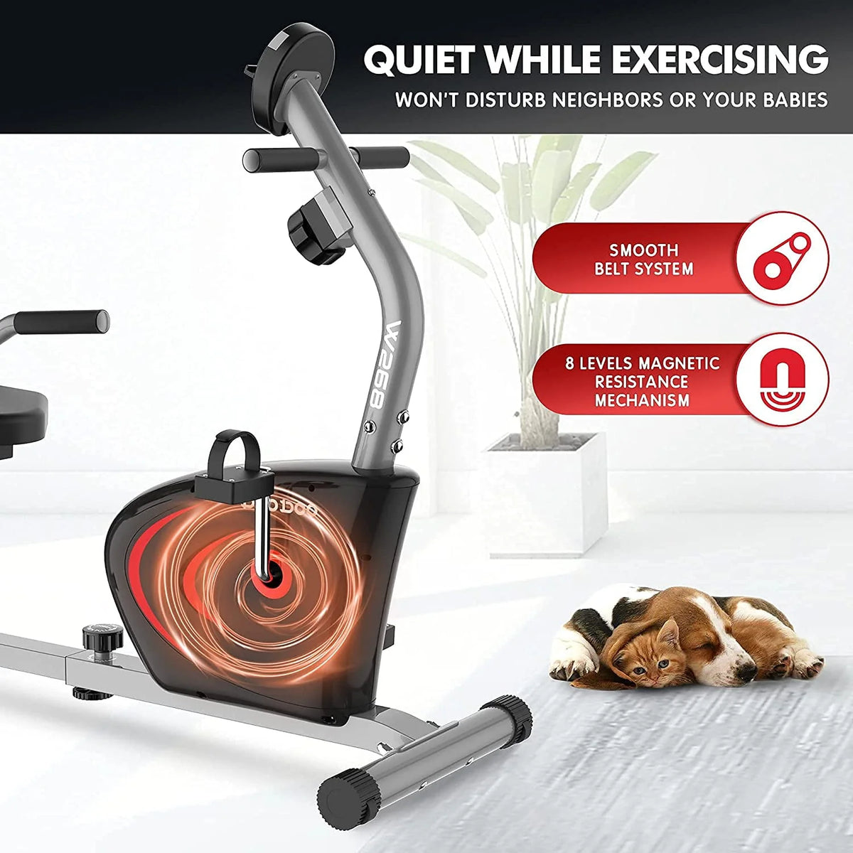 Recumbent Exercise Bike 8 Level Adjustable Magnetic Resistance Y5720
