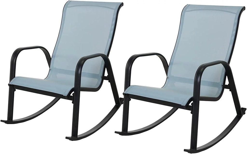 Set of 2 Blue Steel Outdoor Rocking Chair V622635