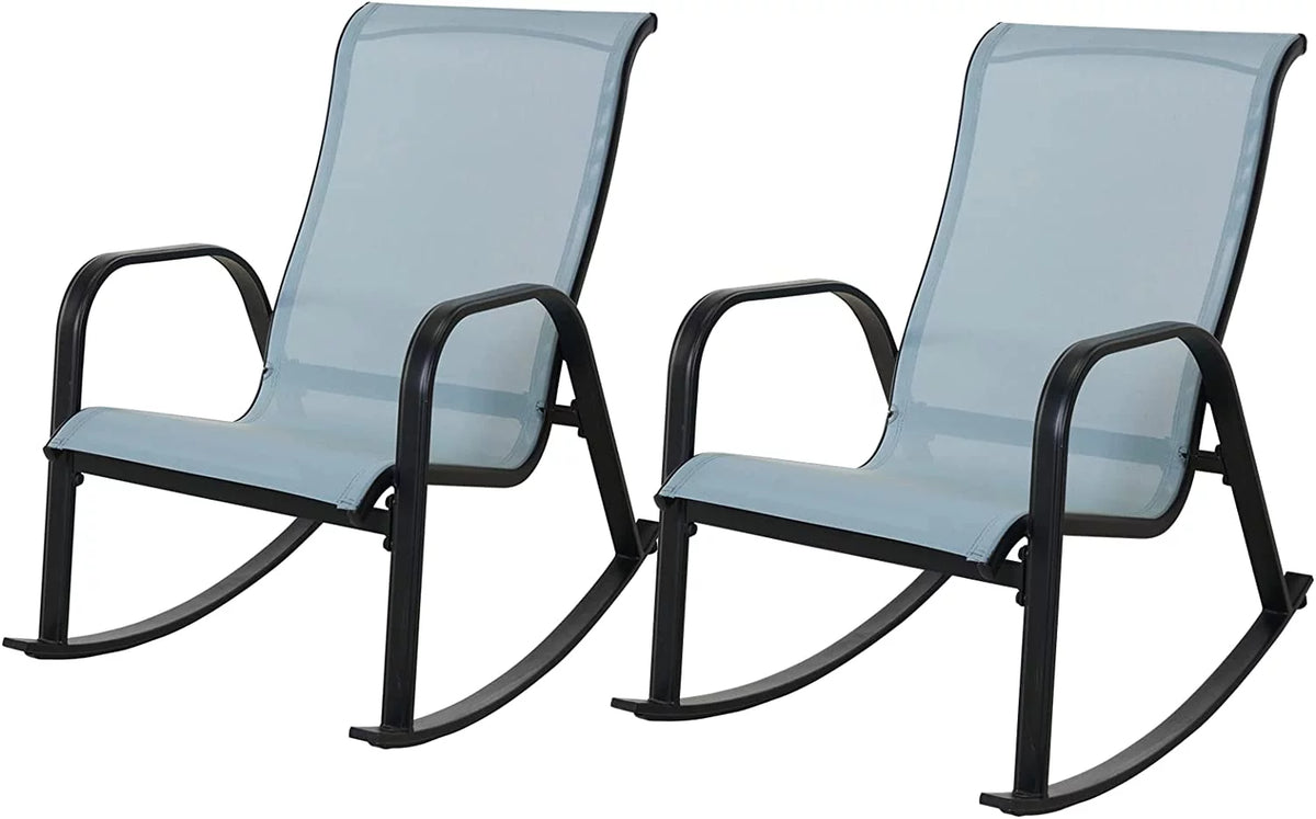 Set of 2 Blue Steel Outdoor Rocking Chair V622635