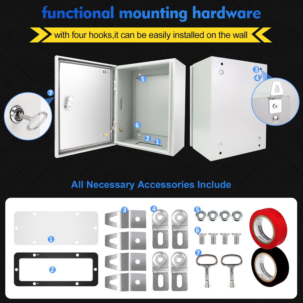 Cold-Rolled Steel NEMA 4X Electrical Enclosure with Lock & Mounting Plate A423