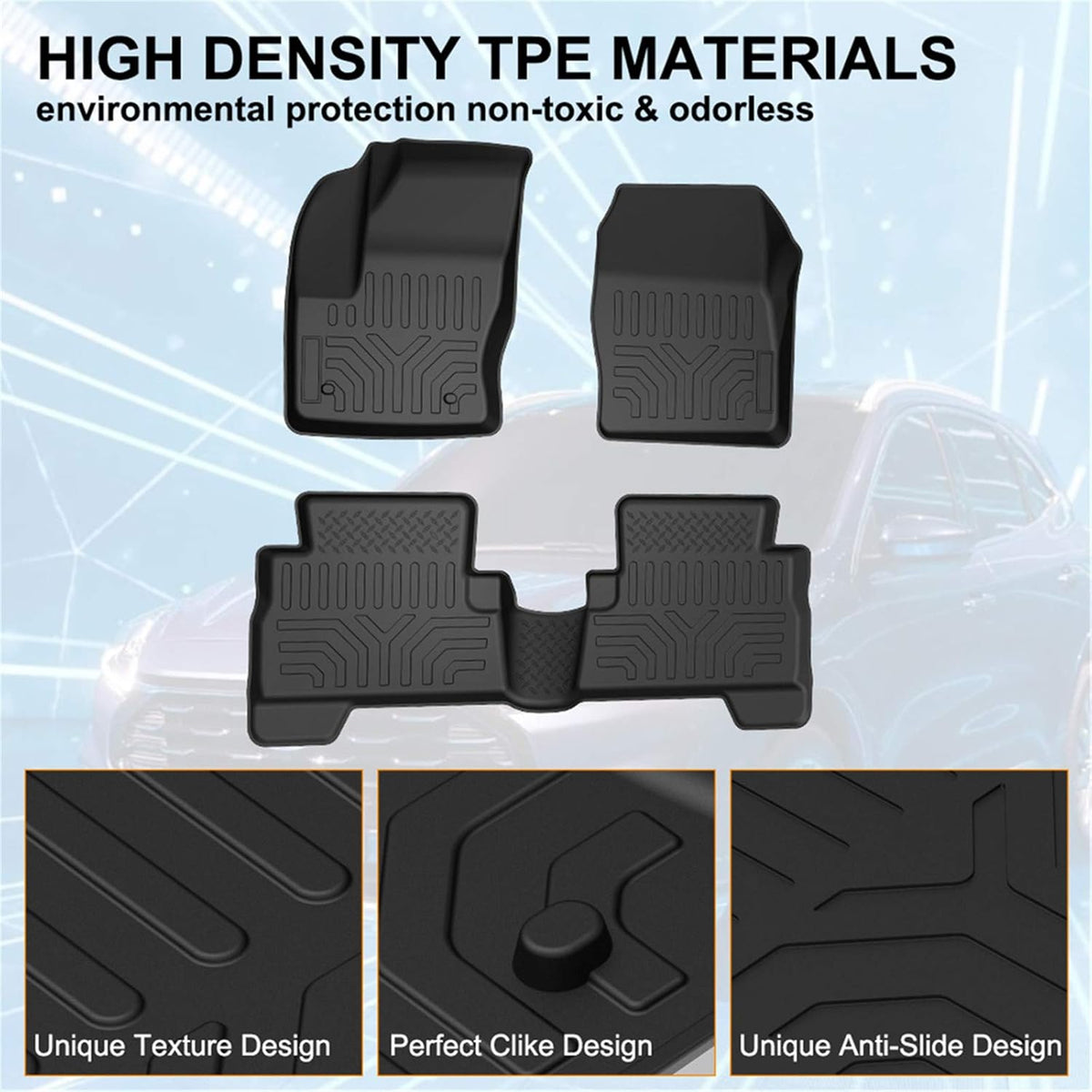 Black TPE All Weather Floor Mats for Ford Escape E8879