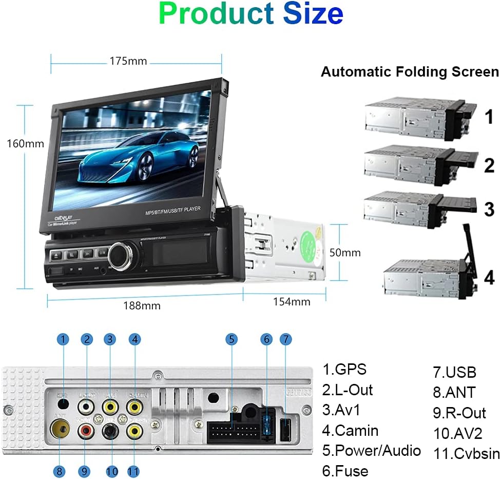 7 Inch Touch Screen Car Stereo with Backup Camera W68357