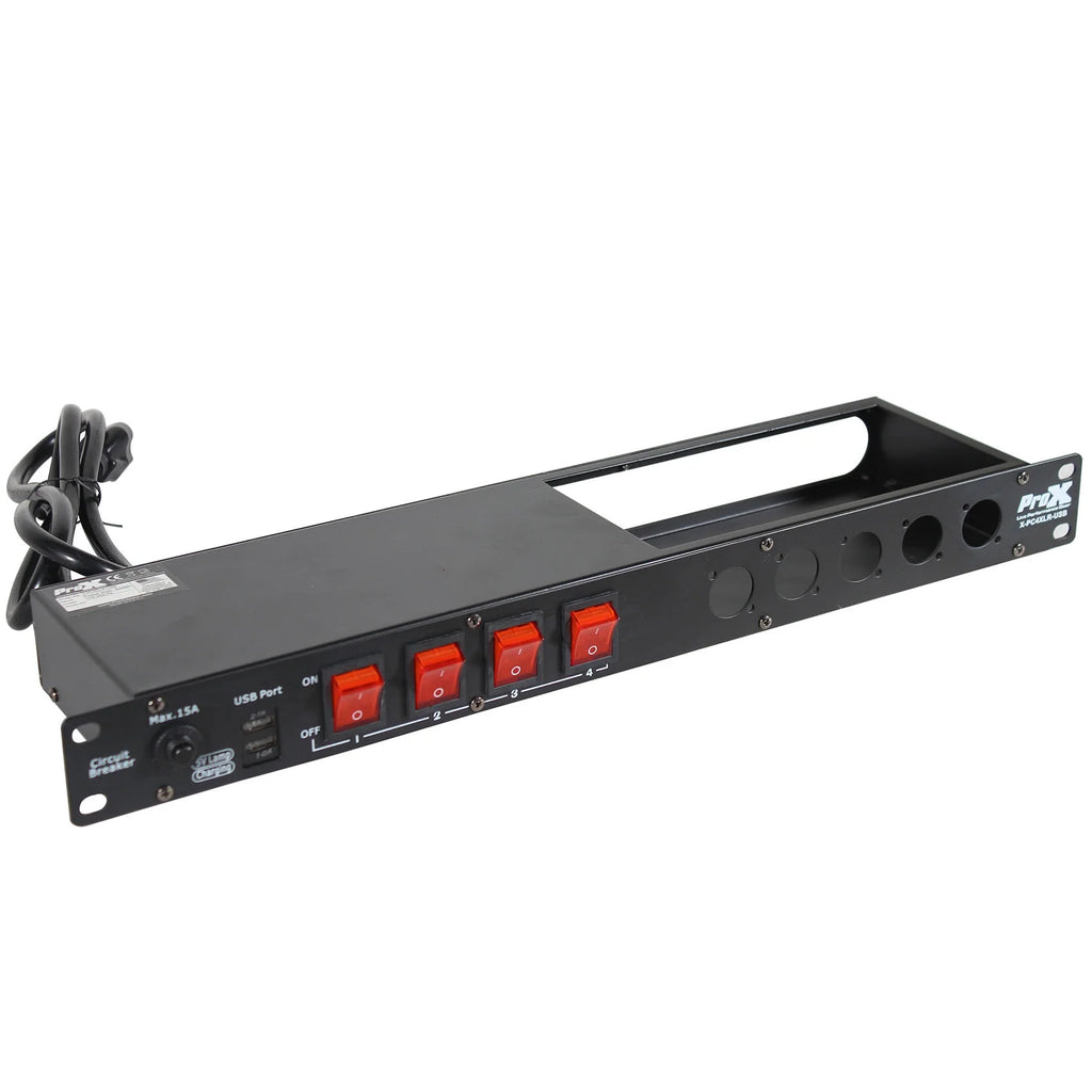 1U 15Amp Circuit 4CH Switch Panel with 2 USB and 5 Punched Space X849768