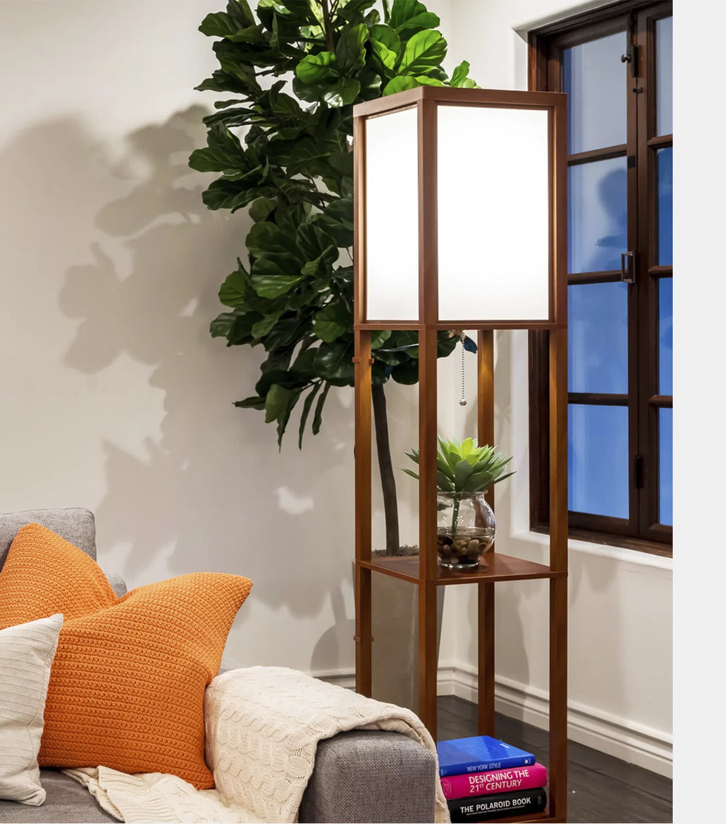 Standing Tower Floor Lamp with Shelves N121747