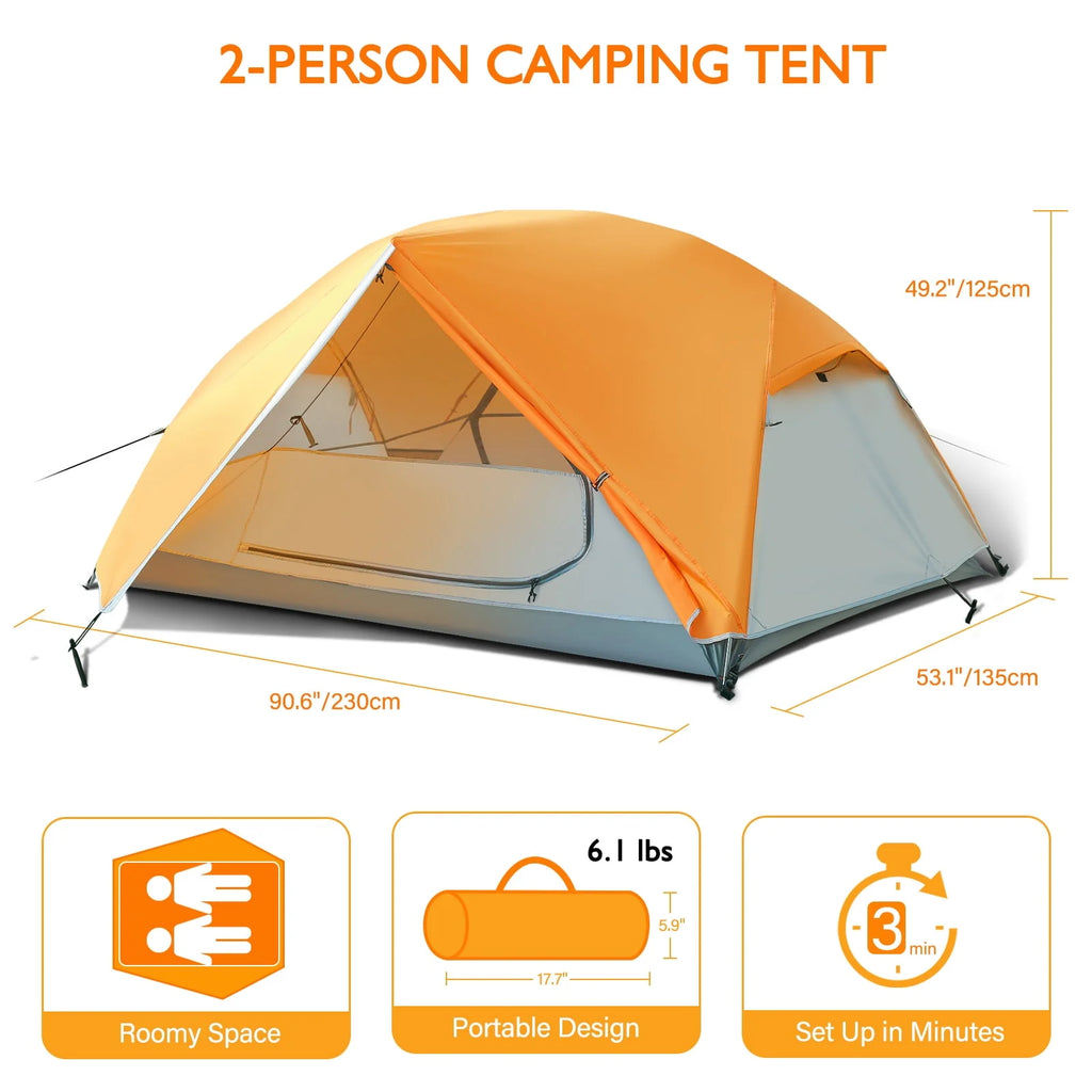 2-3 Person Waterproof Pop Up Camping Tent with Sun Shade K3039