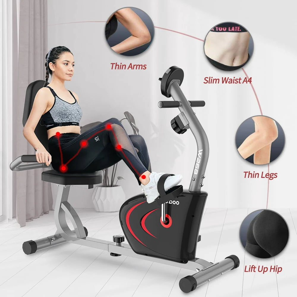 Recumbent Exercise Bike 8 Level Adjustable Magnetic Resistance Y5720