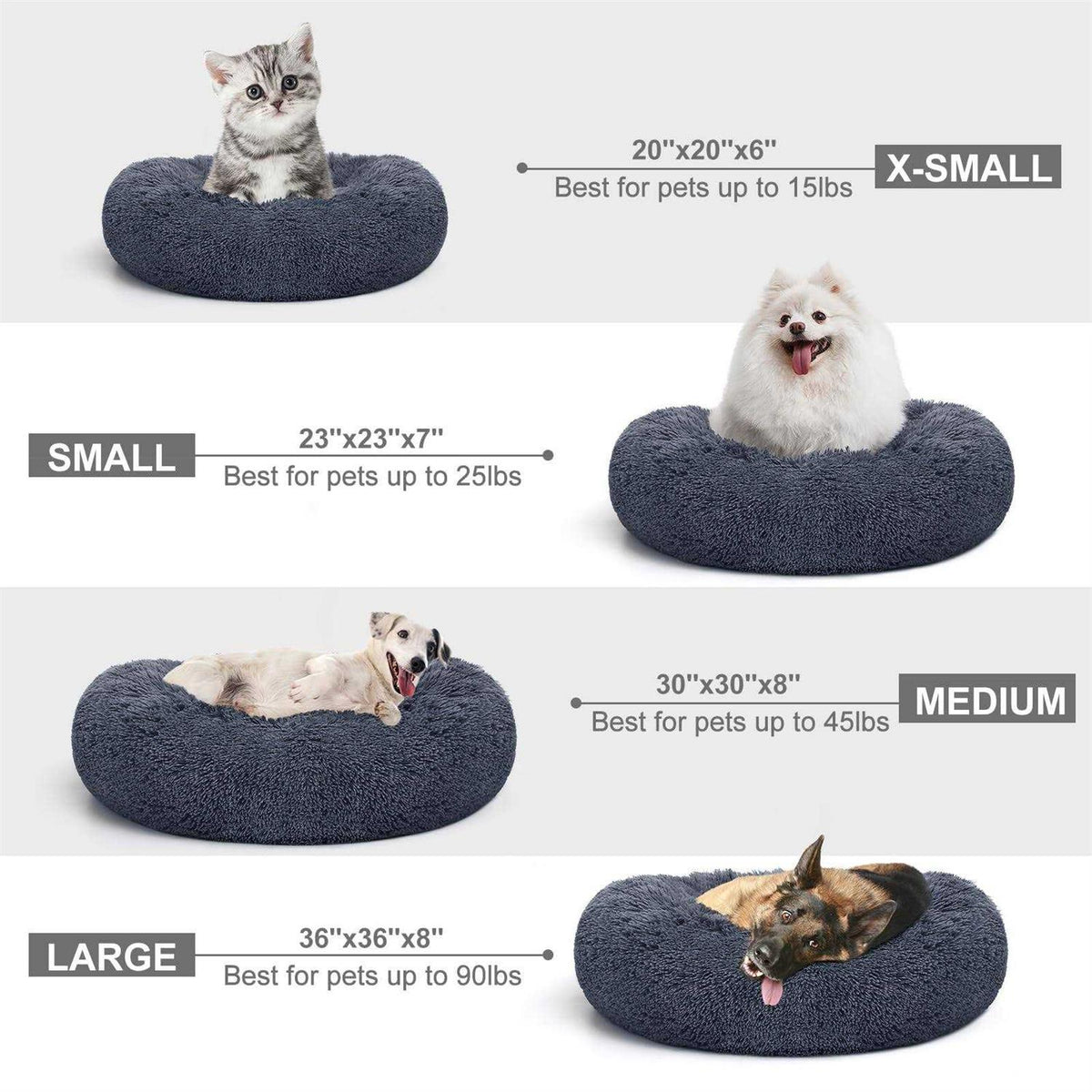 Orthopedic Donut Cuddler Round Washable Dog and Cat Bed P56076