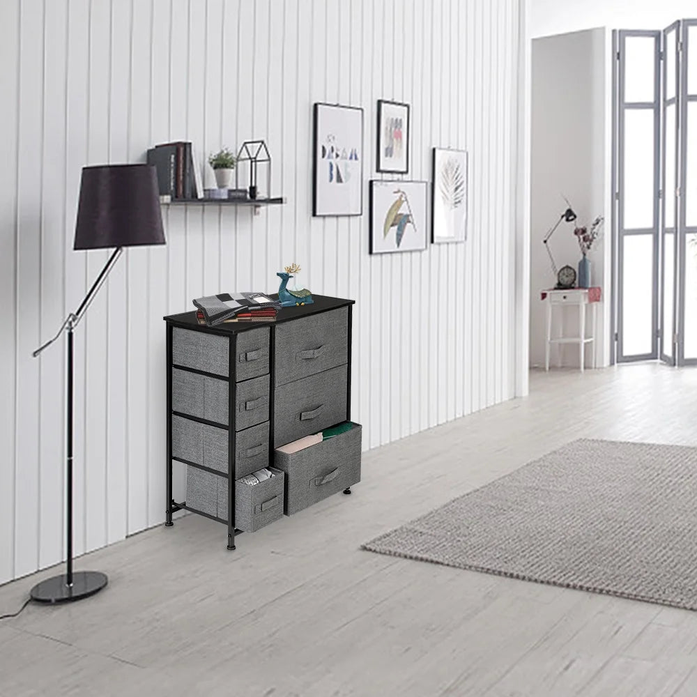 Gray 7 Drawer Fabric Dresser U40930