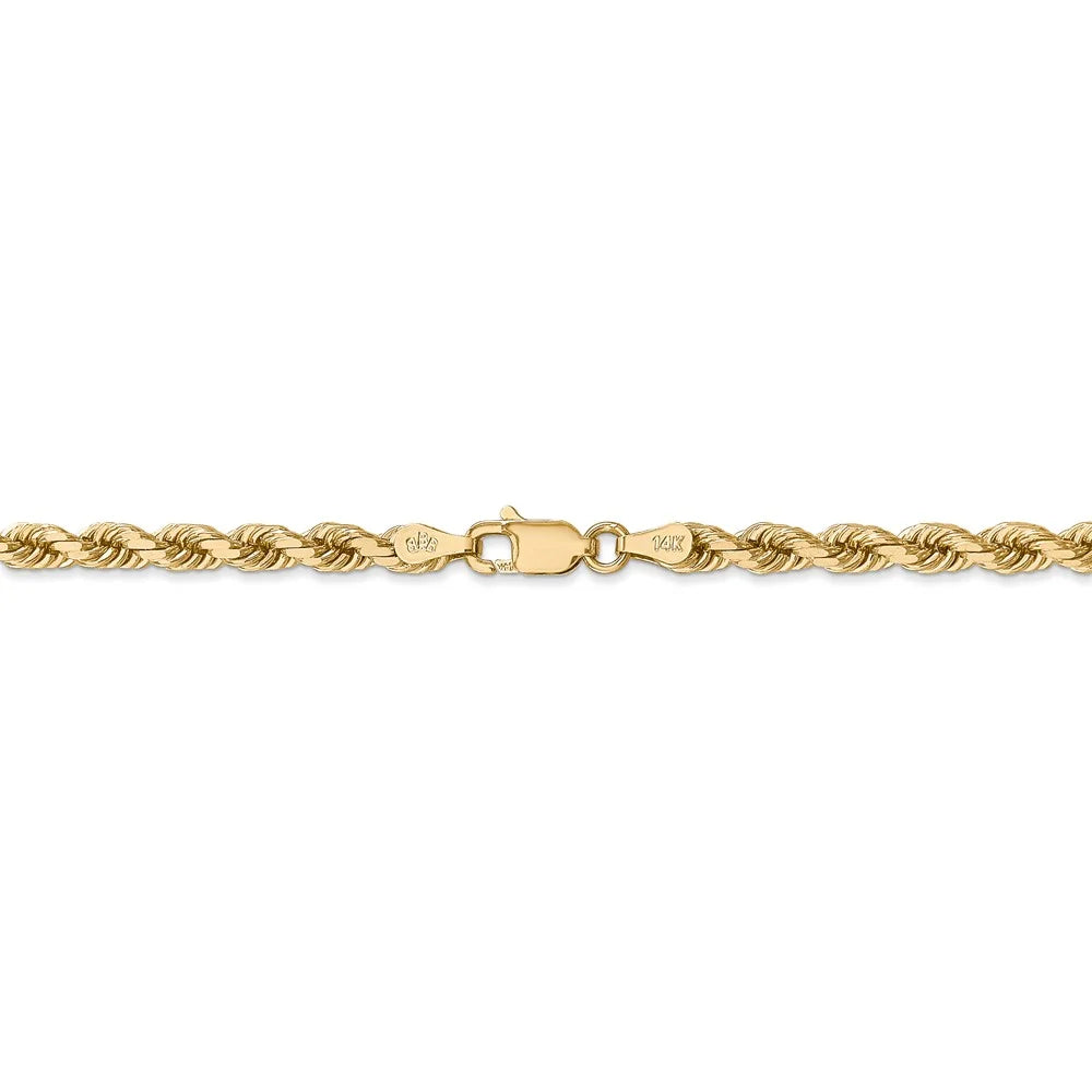 14kt Yellow Gold 4mm Diamond Cut Rope Chain with Lobster Clasp; 9 inch U326