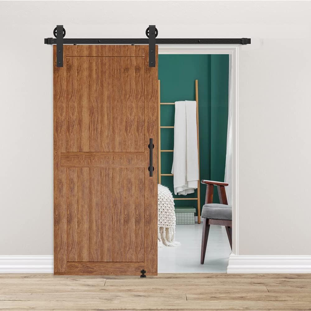 6.6FT Heavy Duty Sliding Door Hardware Kit with 12 Handle & Floor Guide R524