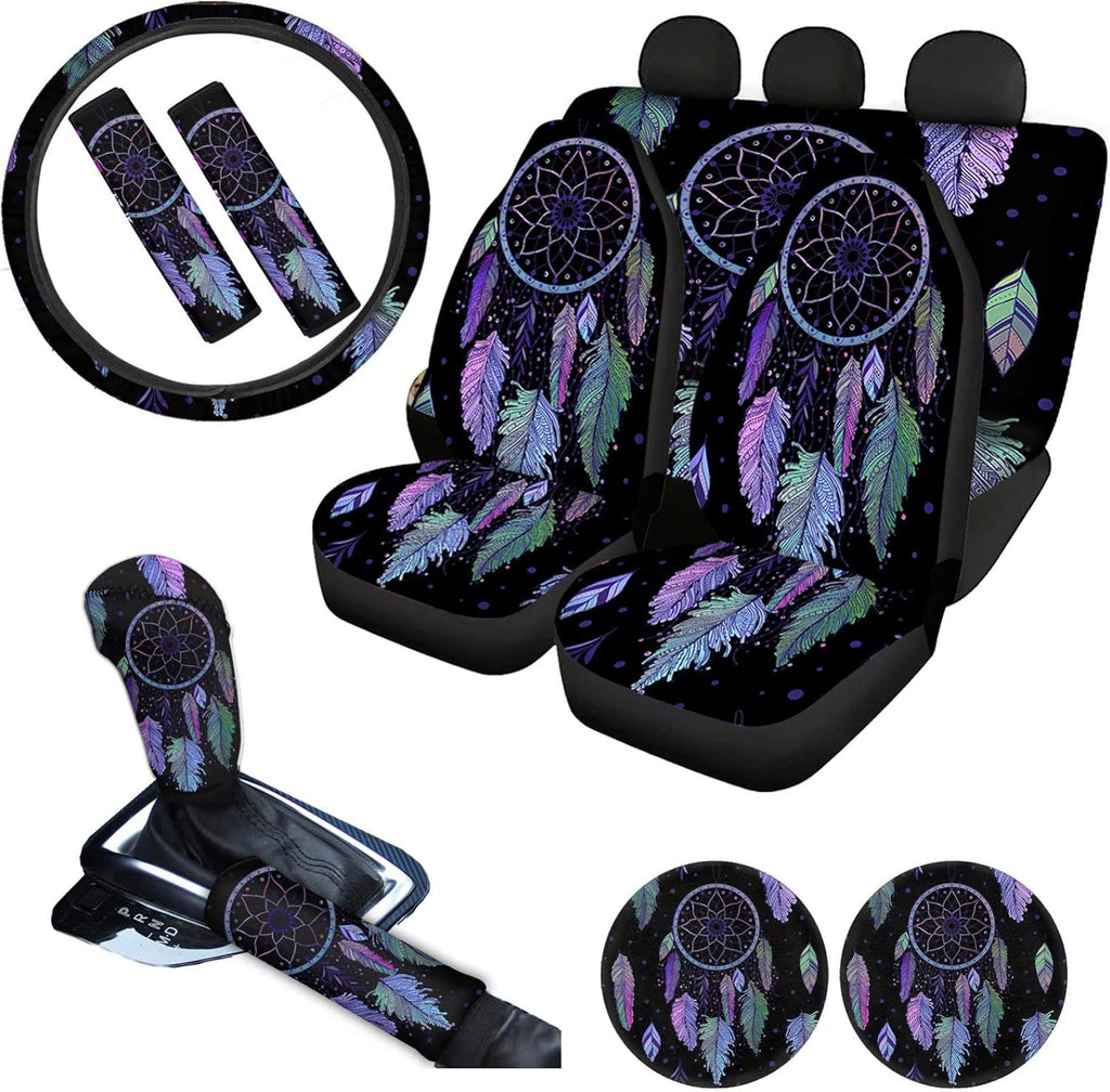 Pink Car Seat Cushion Full Set Steering Wheel Cover Seat Belt Pads Cupholder Coasters Gear Knob Handrake Covers Q280615