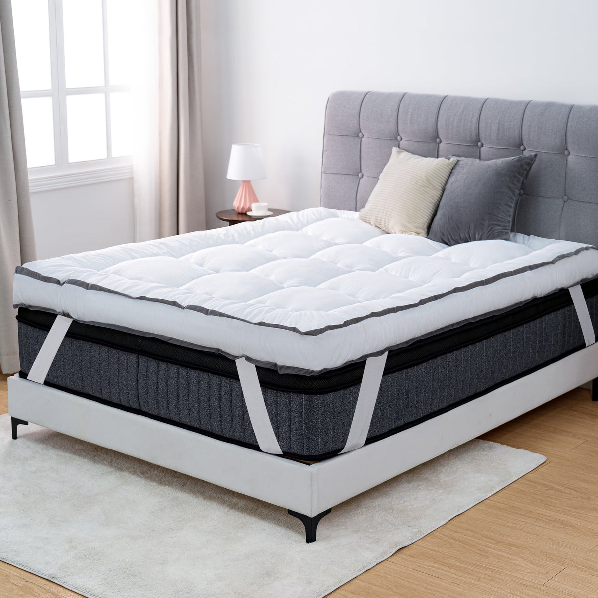 Queen Rose Cooling Plush Pillow Top Mattress Pad with Elastic band F755