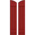 Real Wood Joined Board-n-Batten Shutters with Elliptical Top, Fire Red P360