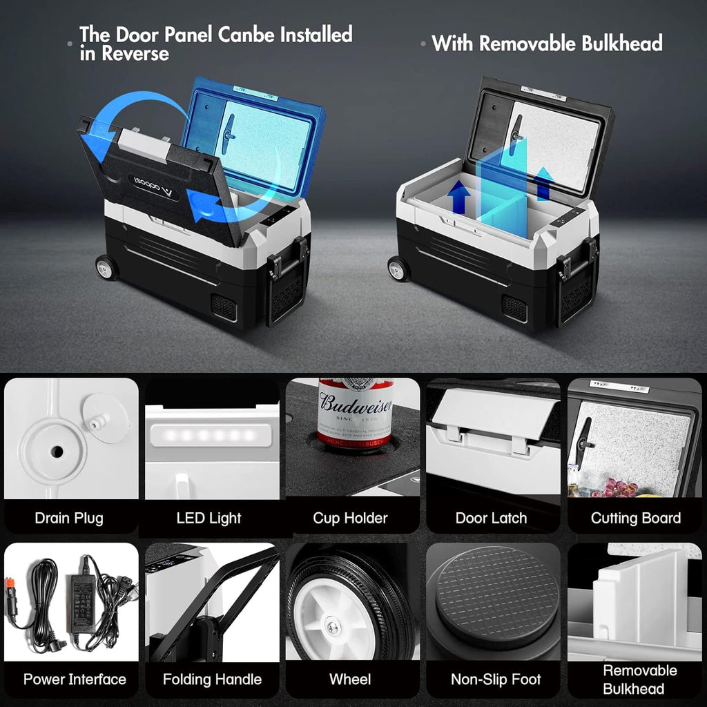 Portable Car Refrigerator 37 Quart Dual Zone Compressor Cooler B36565