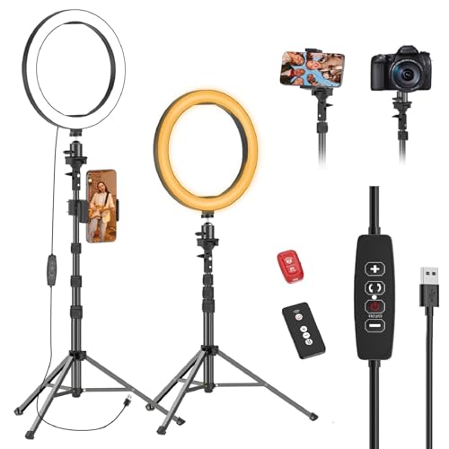10" Dimmable LED Ring Light with Tripod Stands and Phone Holder S817