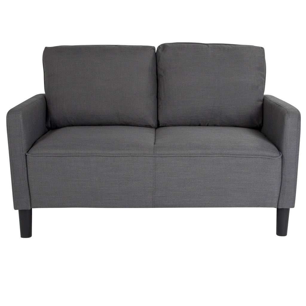 Brown Leather Straight Arm Loveseat S6862
