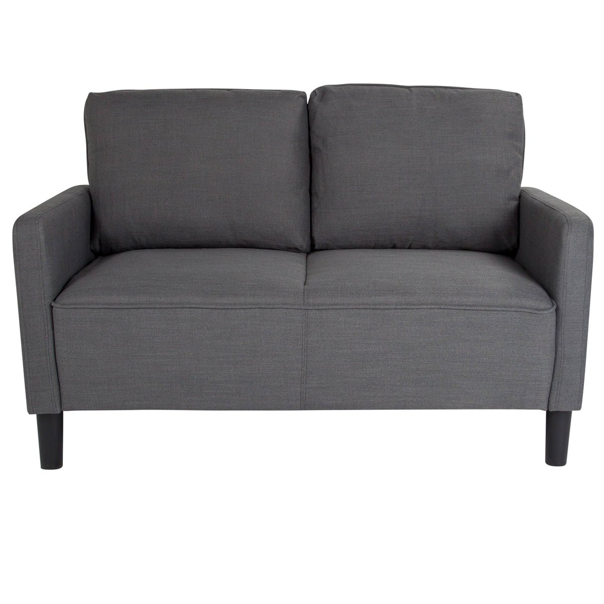 Brown Leather Straight Arm Loveseat S6862