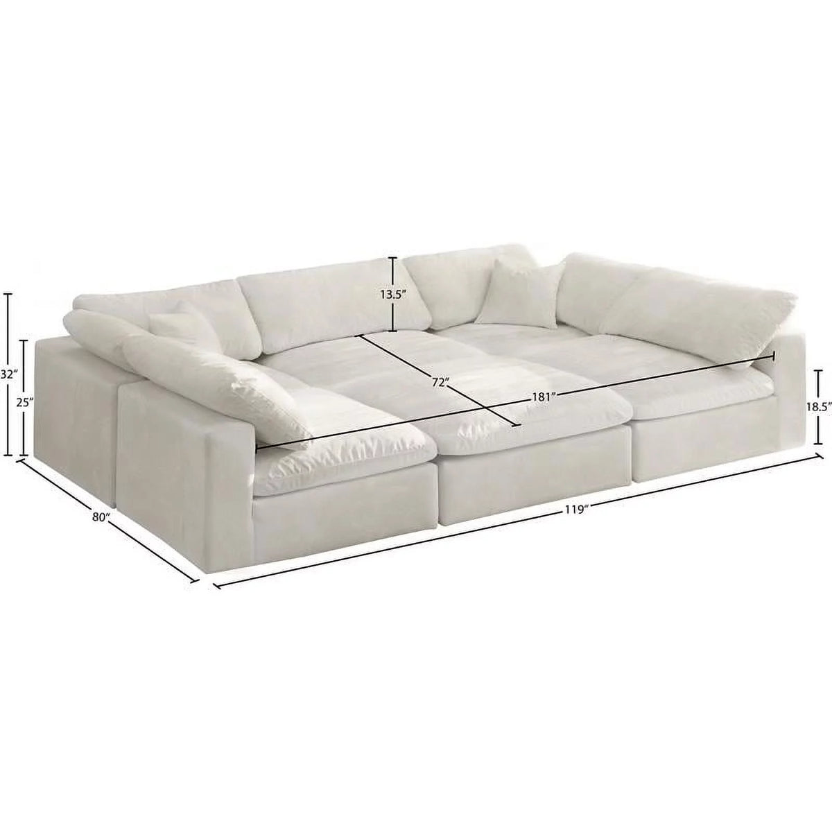 Cream Velvet Modular Sectional J868