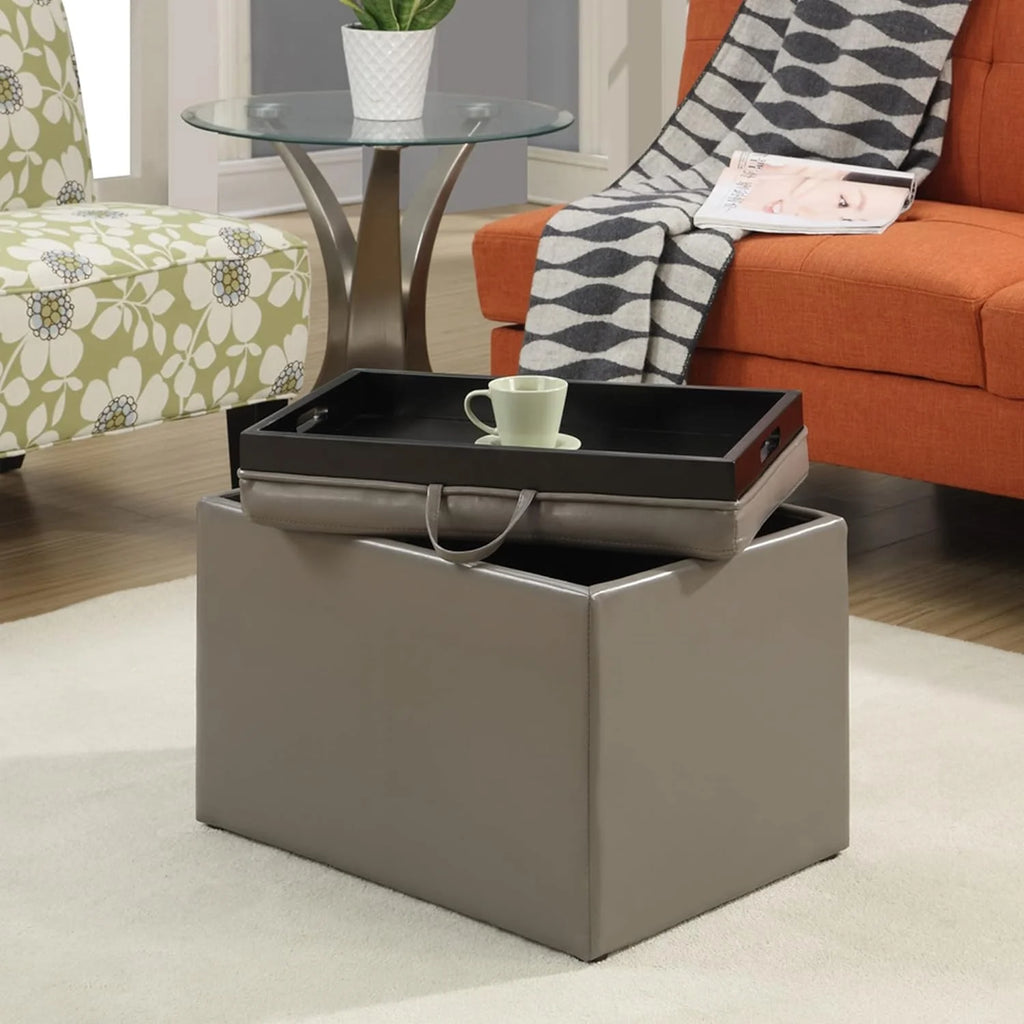 Gray Faux Leather Accent Storage Ottoman R988317