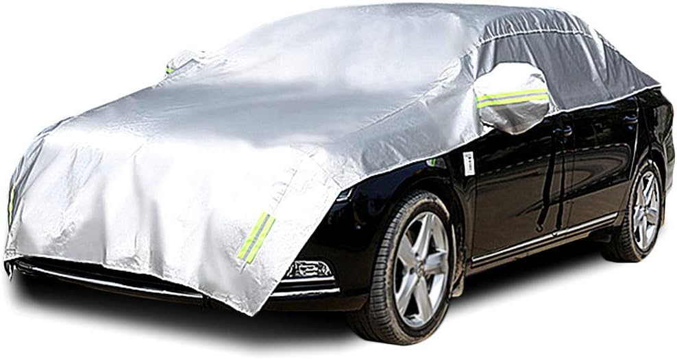 Half Car Cover Waterproof 210D Oxford Fabric Fit Sedan Length 176'' to 193'' E9914