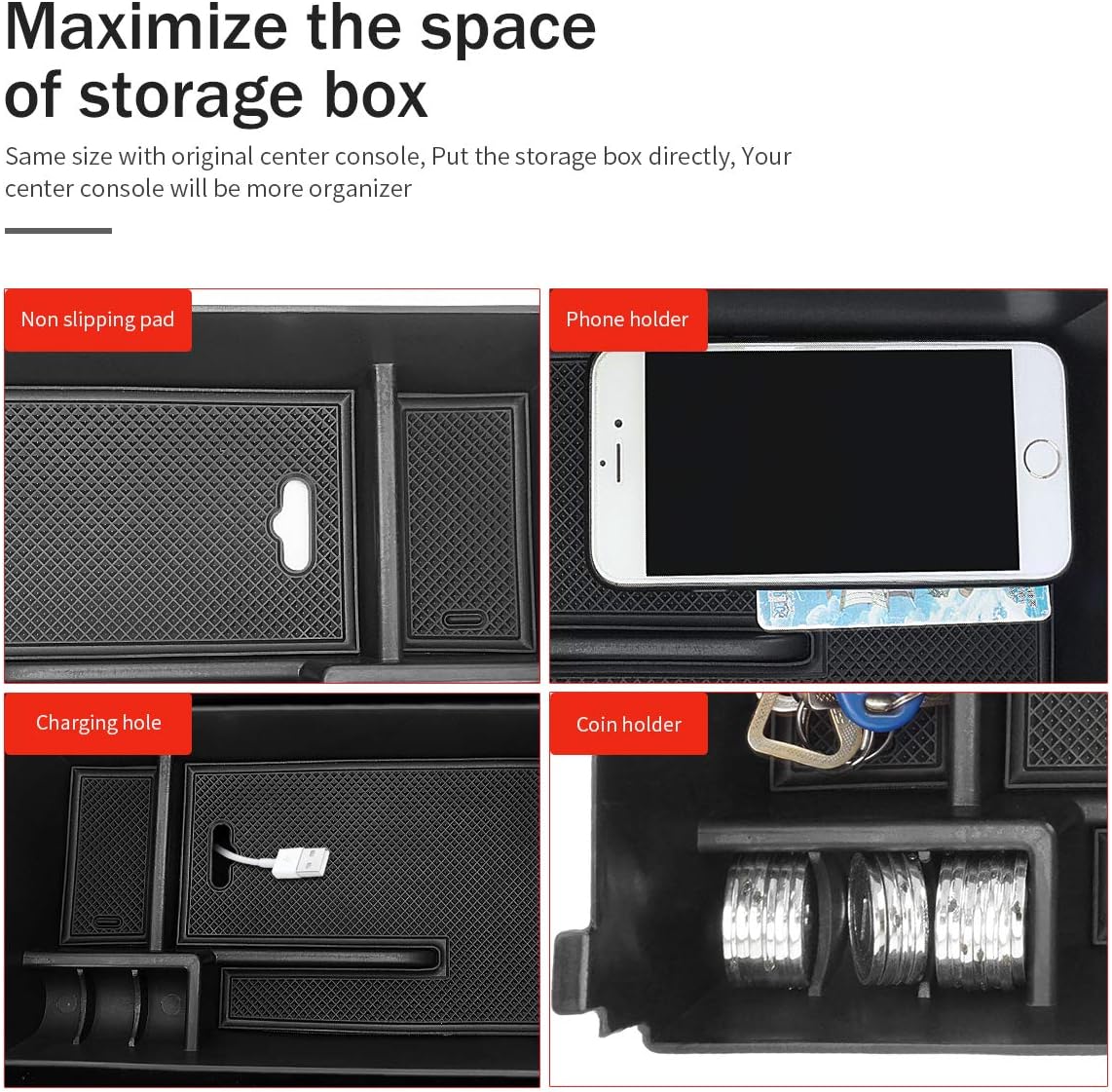 Center Console Organizer Tray Storage Box S7039