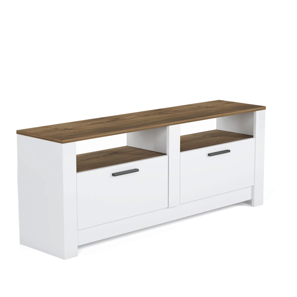 White and Oak 57 Inch 2 Drawer TV Stand G49397