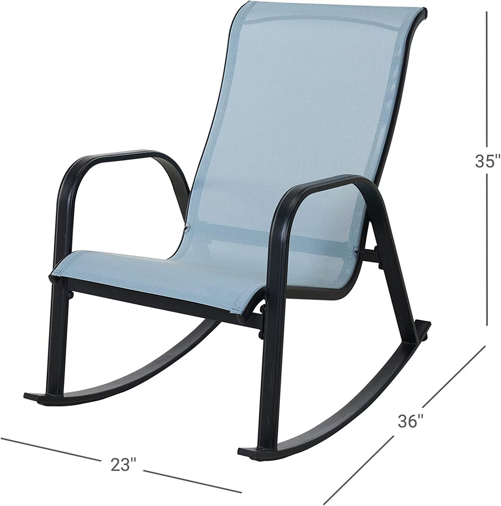 Set of 2 Blue Steel Outdoor Rocking Chair V622635