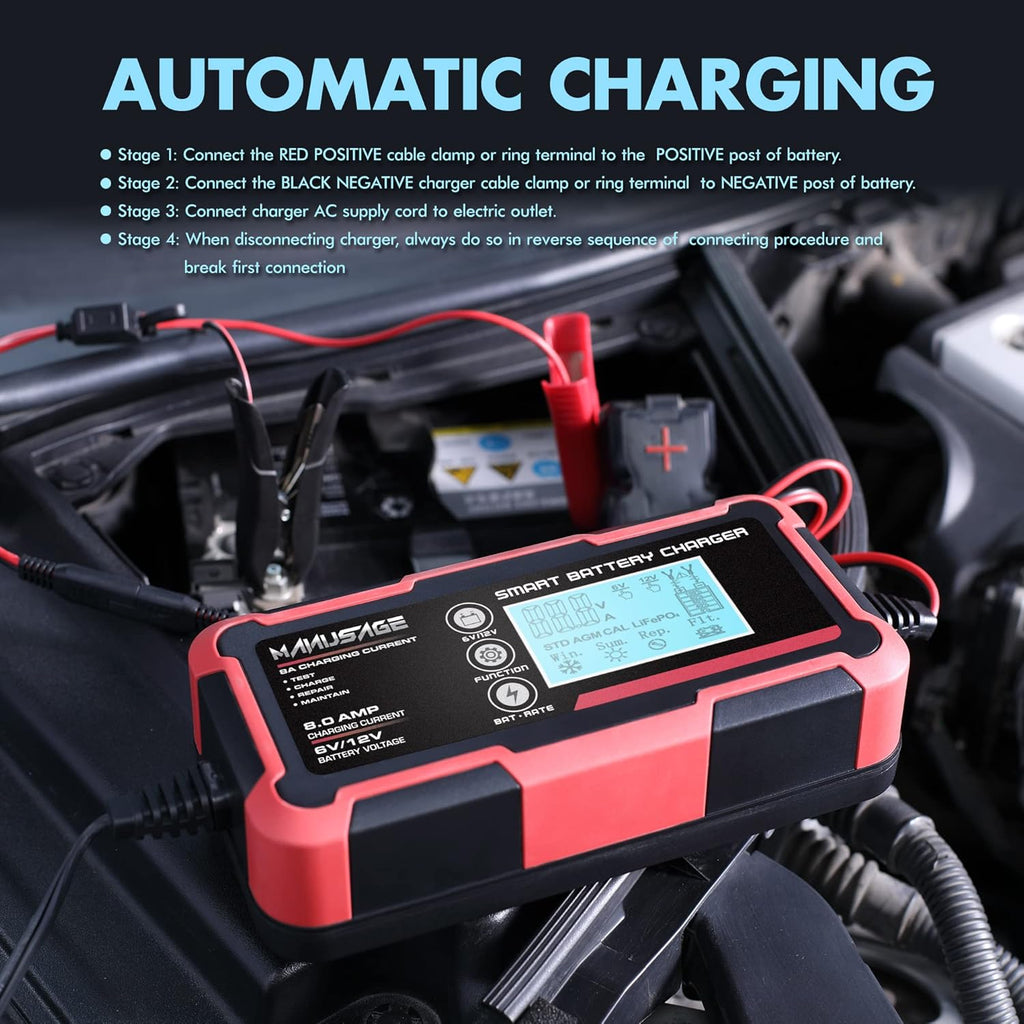 8-Amp 6V and 12V Portable Battery Charger N412408
